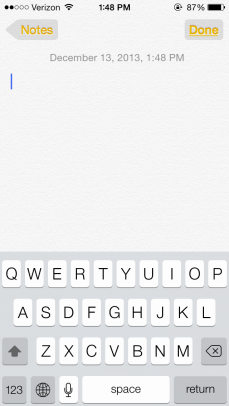 Notes app with button shapes turned on